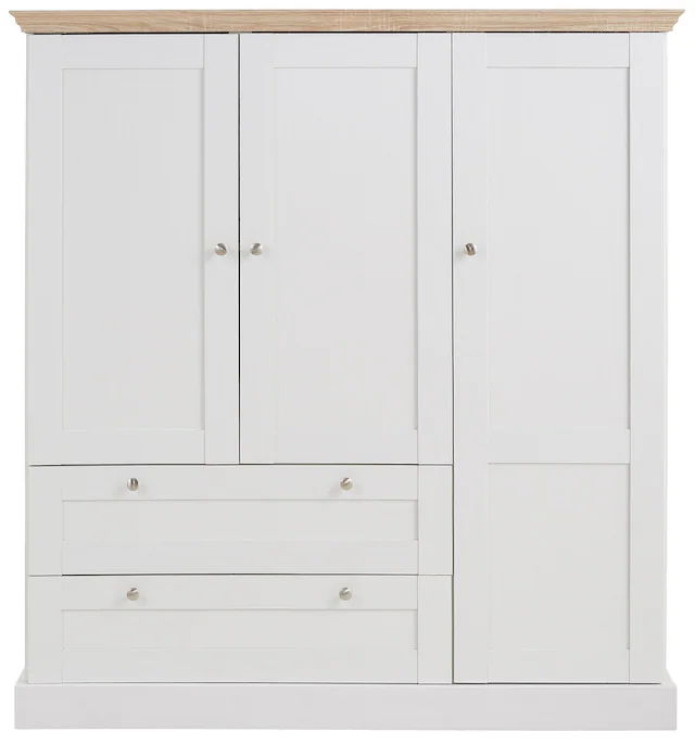 Home affaire Drehtürenschrank »Binz, Wäscheschrank, Mehrzweckschrank, skandinavischer Landhausstil« B/H/T ca. 122/130/35 cm,  viele Stauraummöglichkeiten, Metallgriffe, Türen mit Rahmen/ Kassetten