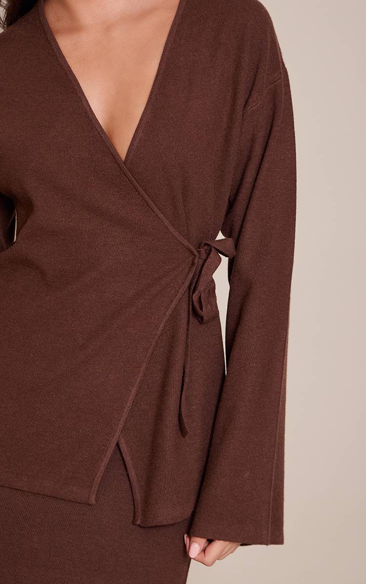 Chocolat Cardigan Cache-cœur À Manches Longues