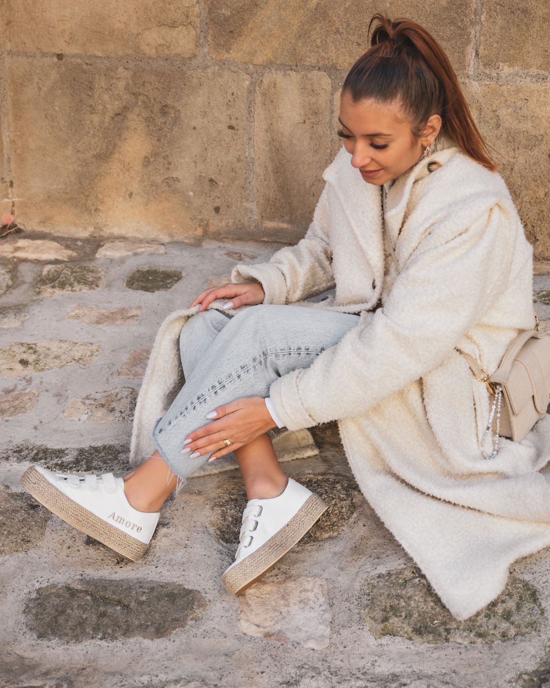 Basket femme blanche en toile espadrille - Adeline