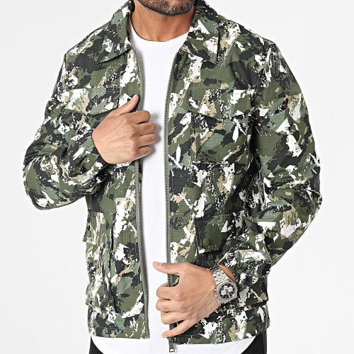 Veste Zippée Vert Kaki Camouflage