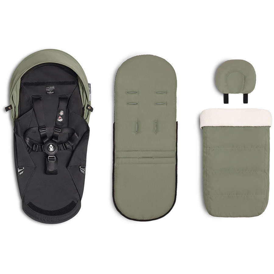 BABYZEN Kinderwagen YOYO2 0+ Black mit Neugeborenenaufsatz Gratis Textilset Olive