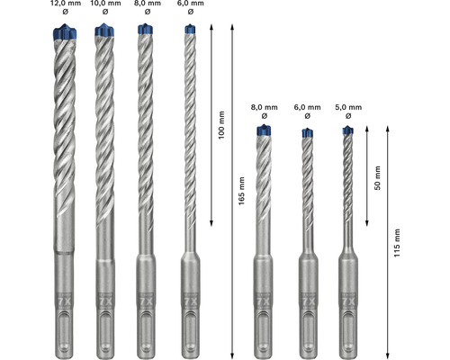 Betonboorset Bosch Professional SDS Plus-7x Ø 5-12 mm 50-100x115-165 mm 7-delig.