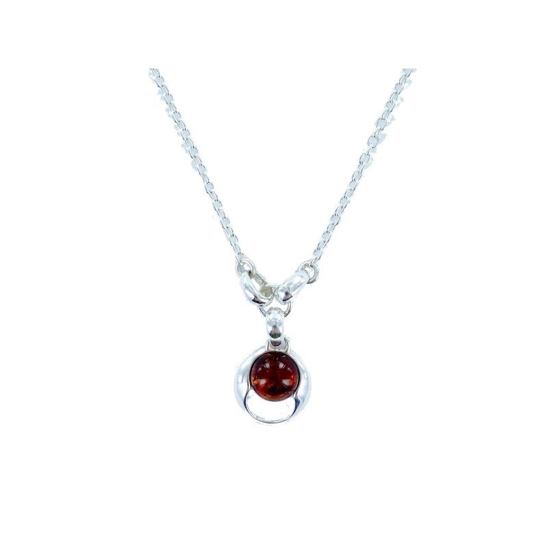 Collier argent 925 Ambre veritable de la mer Baltique