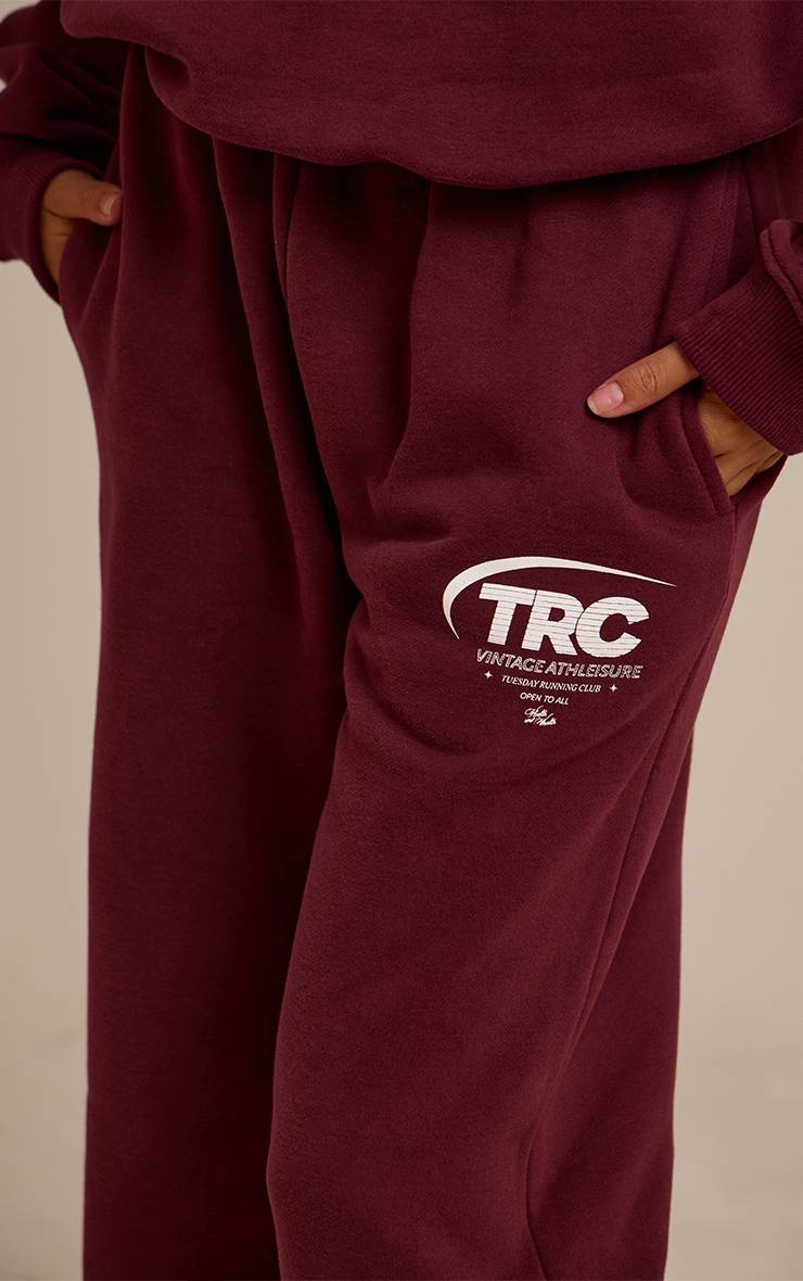 Rouge Bordeaux Pantalon De Jogging En Molleton De Coton Avec Bas Resserrés Run Club