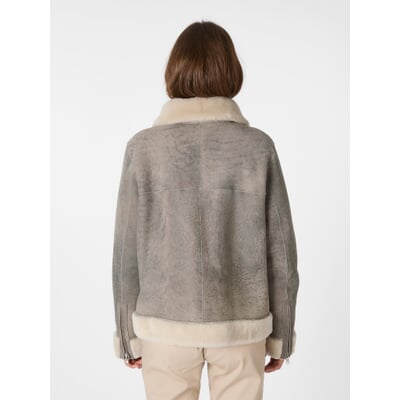Damen-Wendejacke Lammfell, Hellgrau