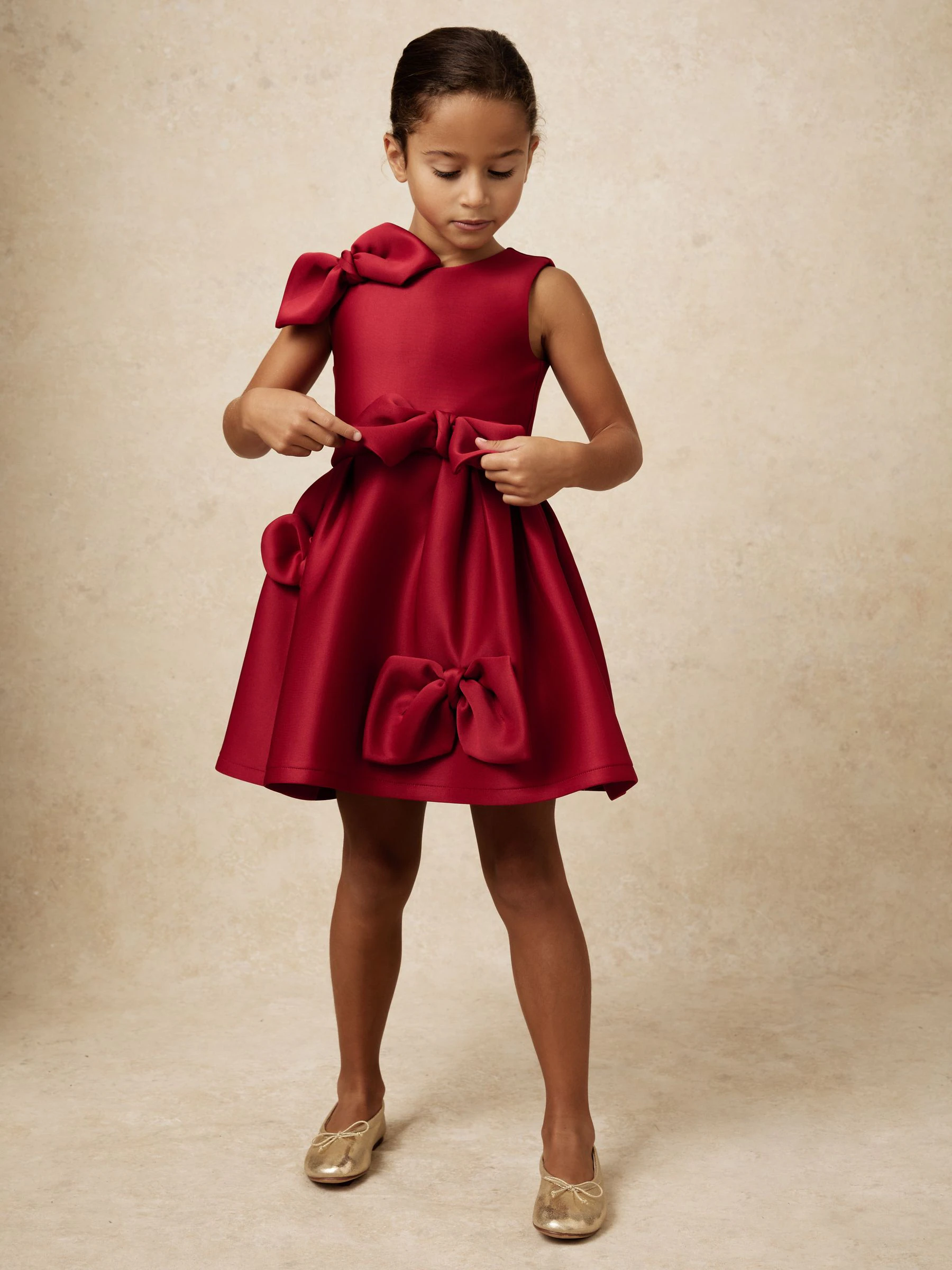 Rood - Reiss Joey Scuba Bow-Detail Flared Dress