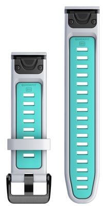 Bracelet de Montre Garmin QuickFit 20 mm Silicone Blanc Whitestone Bleu Aqua