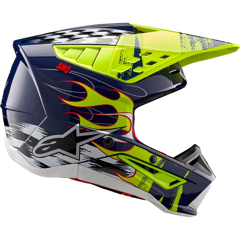 Alpinestars - Casque S-M5 Rash Navy / Jaune fluo / Brillant