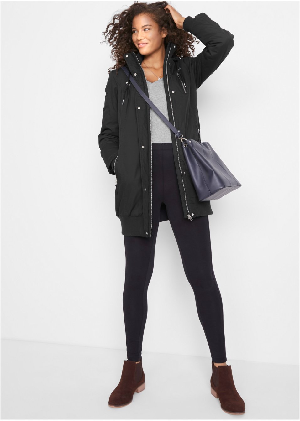 Veste longue à capuche, rembourrée