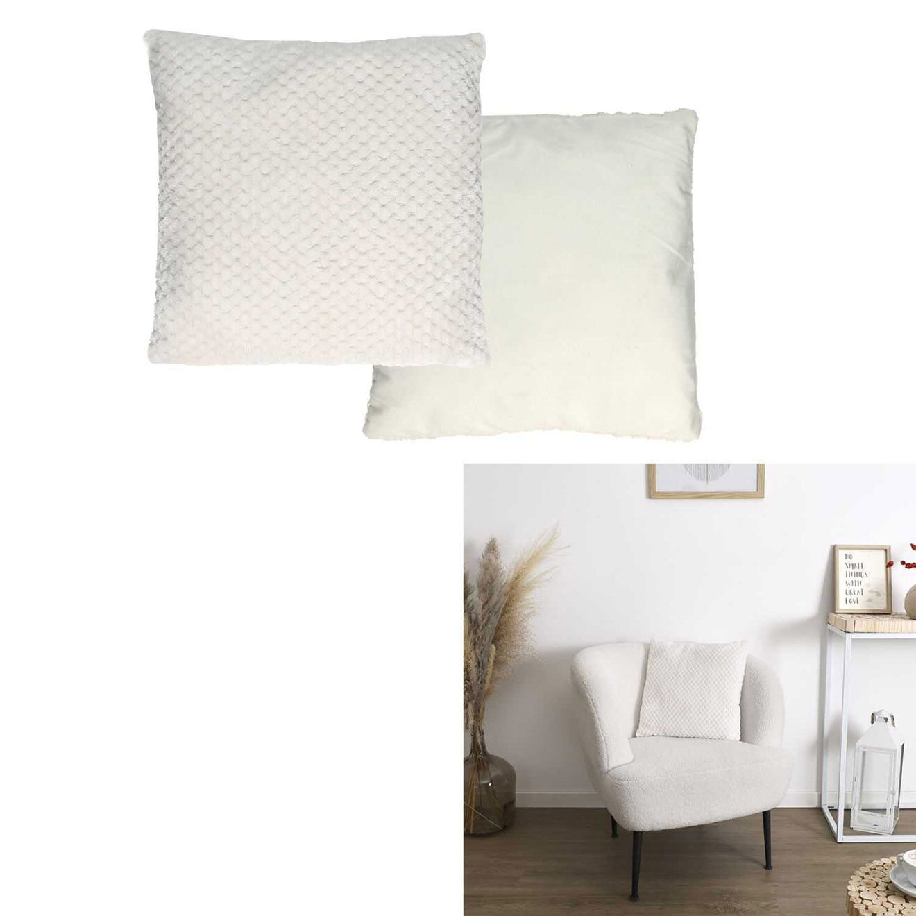 Home Deco Factory Coussin nid d'abeille blanc - 40x40 cm