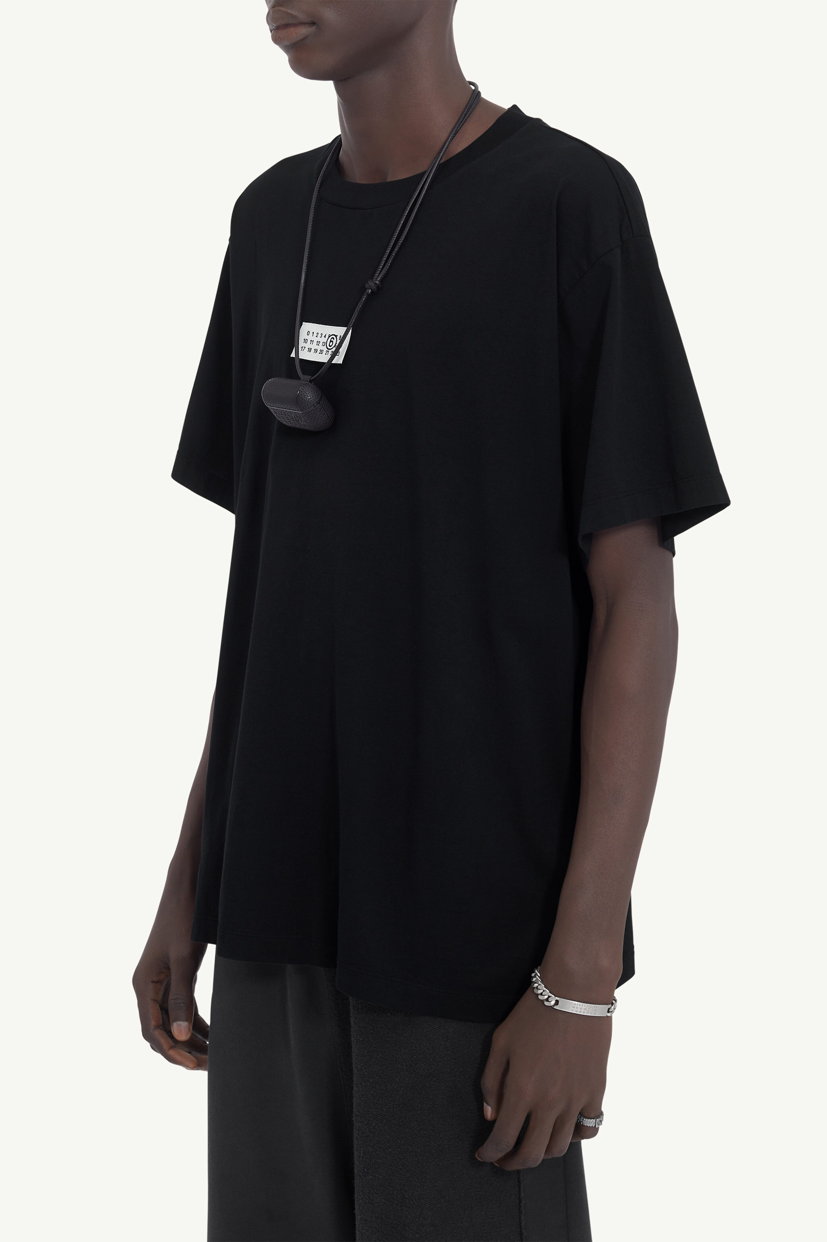 T-shirt en coton avec col ras du cou pour homme | MM6 Noir