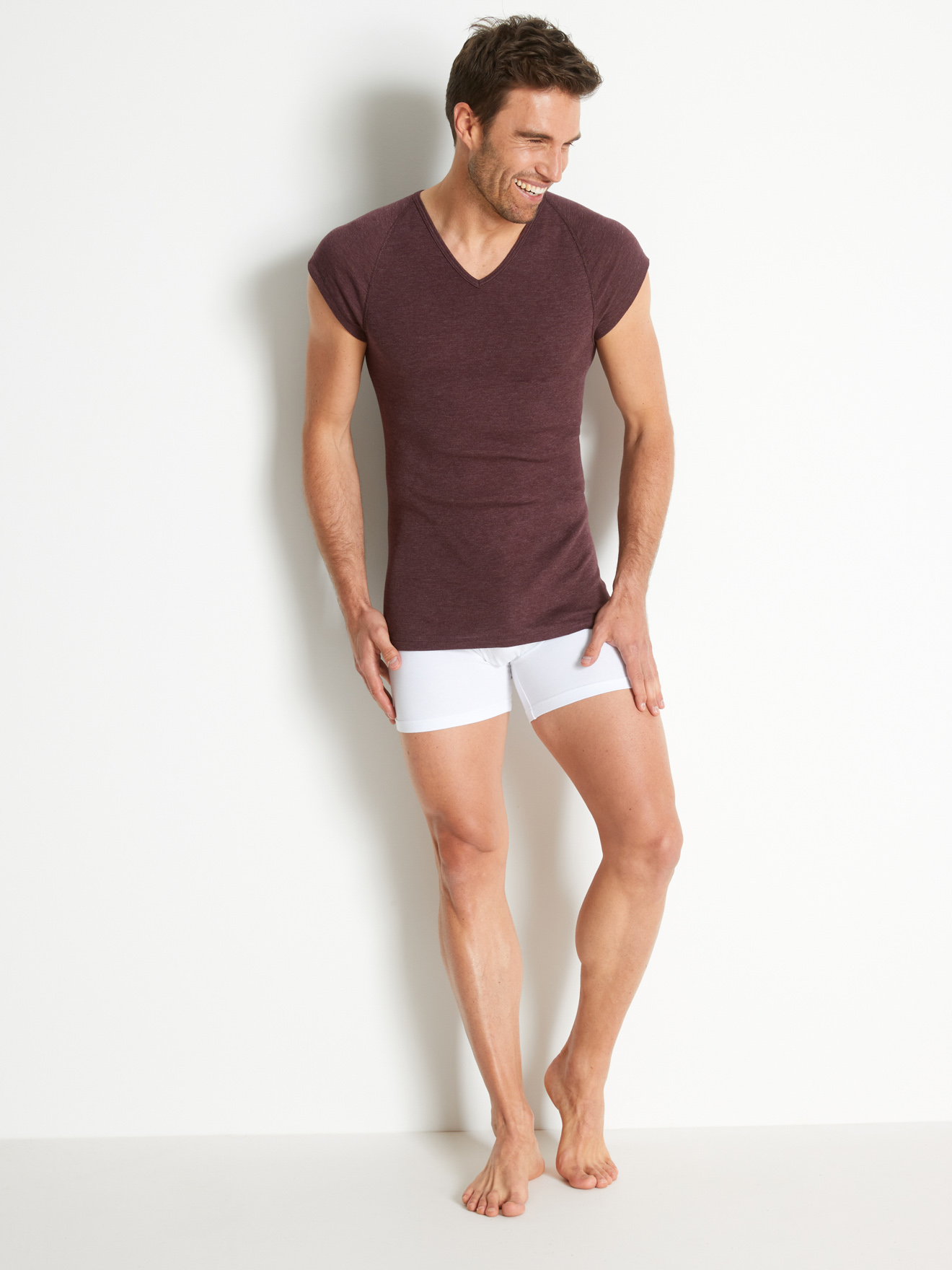 Maillot de corps col V intérieur gratté
