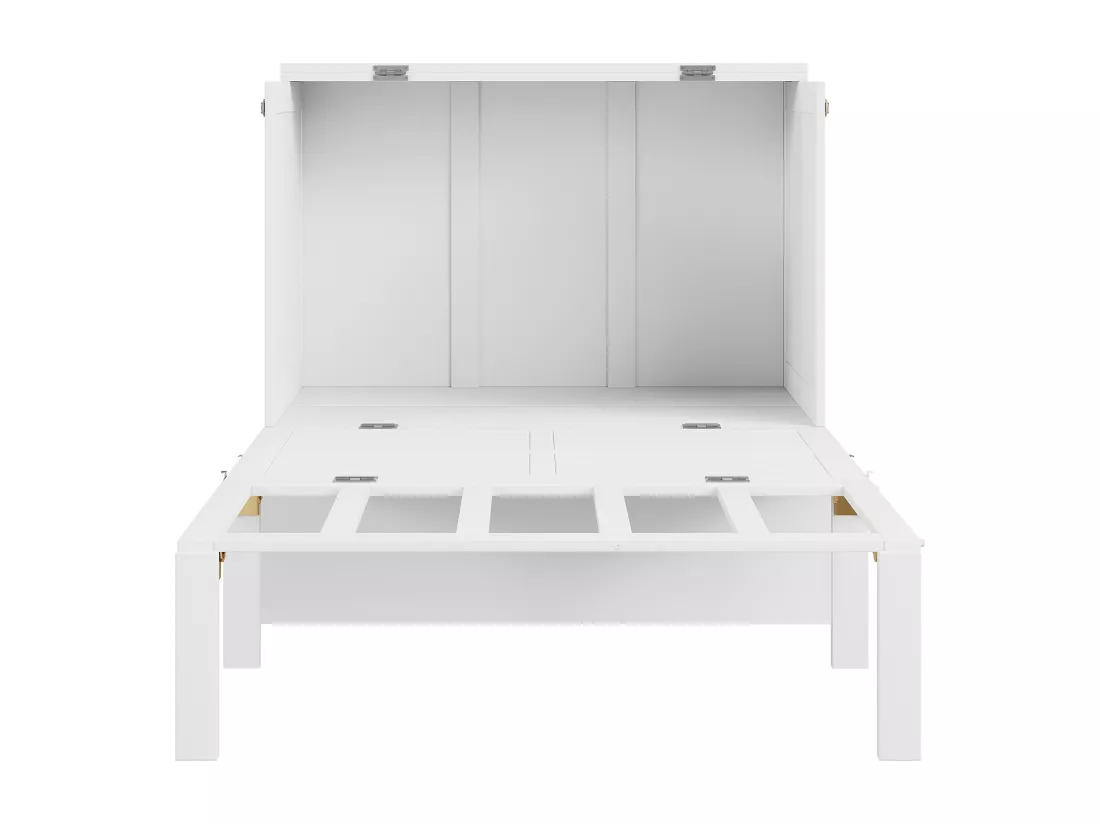 Lit escamotable vertical 90 x 200 cm avec sommier à lattes, contreplaqué + MDF, blanc (sans matelas)