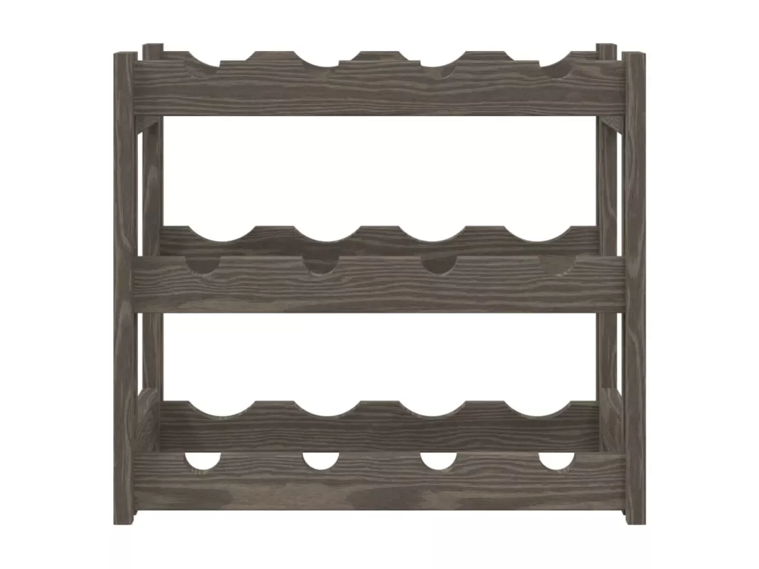 Casier à bouteilles pour 12 bouteilles gris bois pin solide