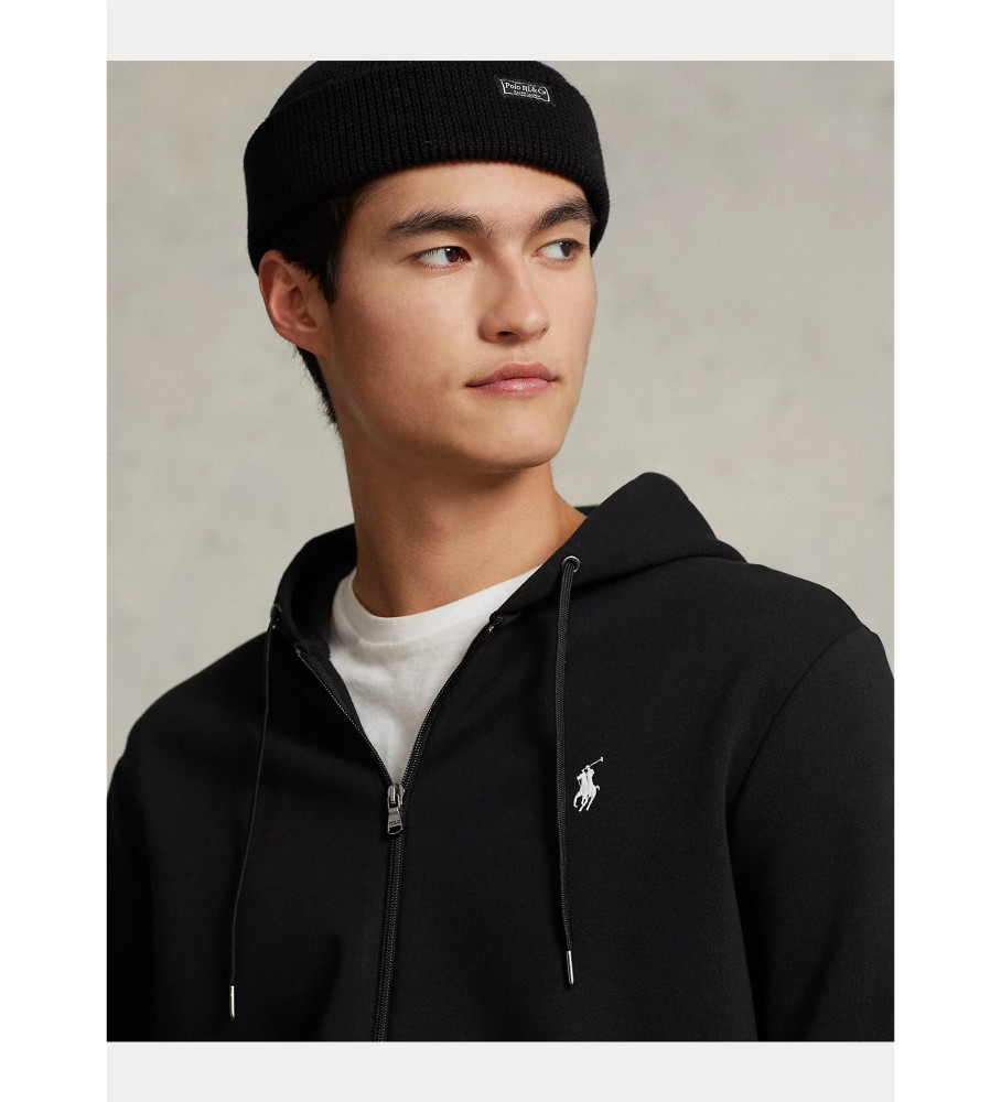 Moletom Ralph Lauren de malha com zíper duplo preto