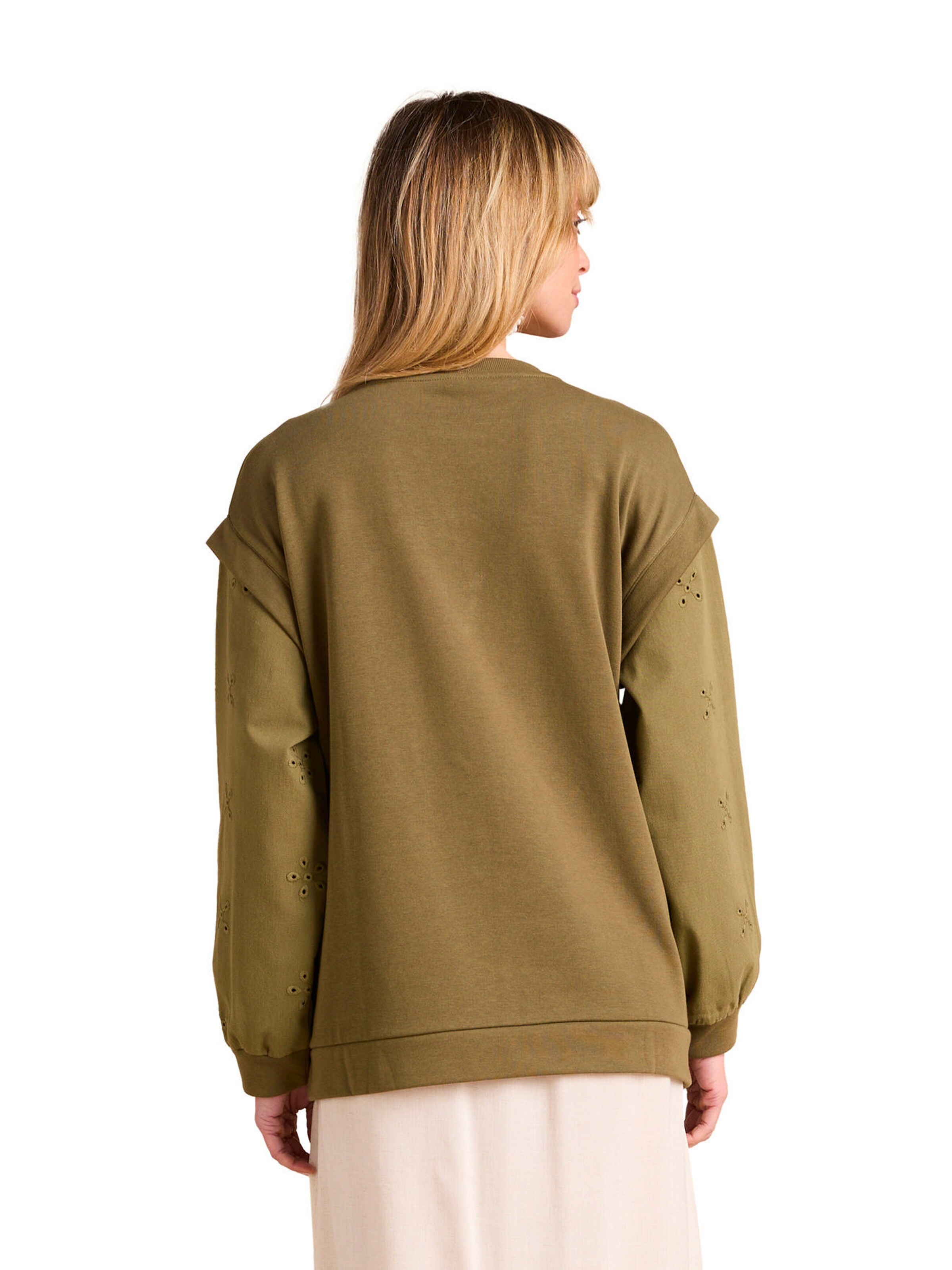 Envie de Fraise Umstands-Sweatshirt mit Materialmix khaki
