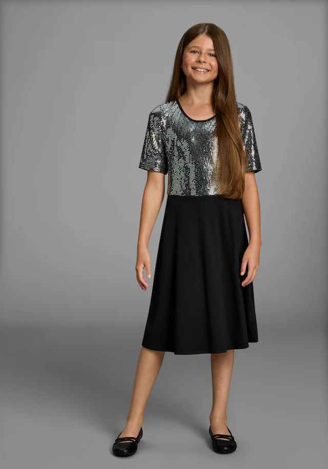 Bruno Banani Jerseykleid »Kleid in Pailletten-Optik« Für TEENS. Shirtkleid in Pailletten-Optik