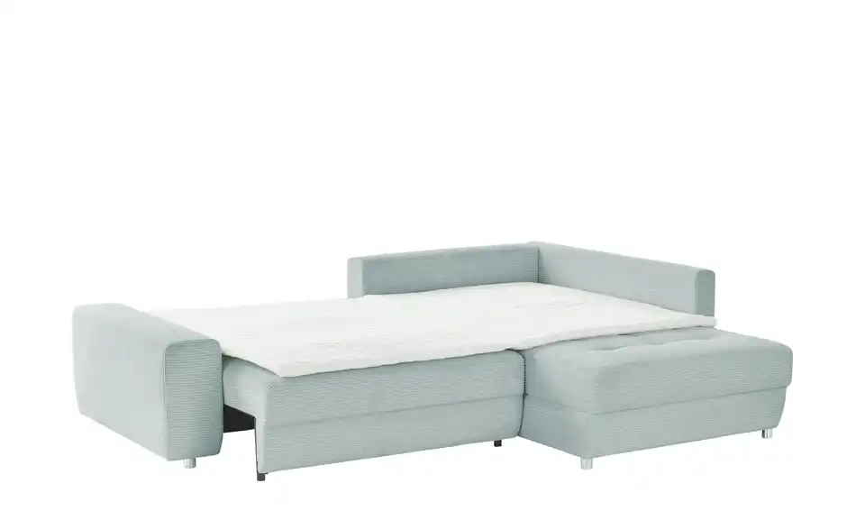 Ecksofa Arissa de Luxe Pastellblau rechts Cordstoff