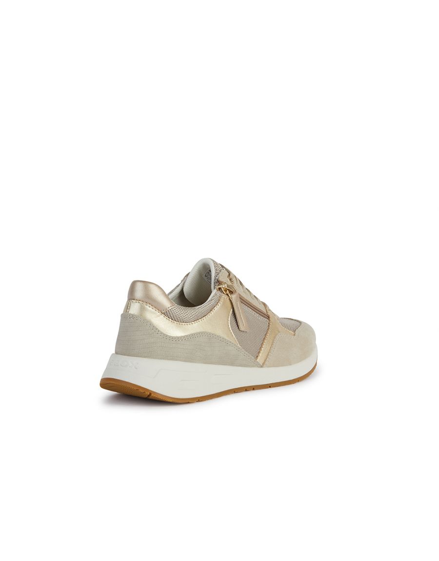 Baskets cuir sable or