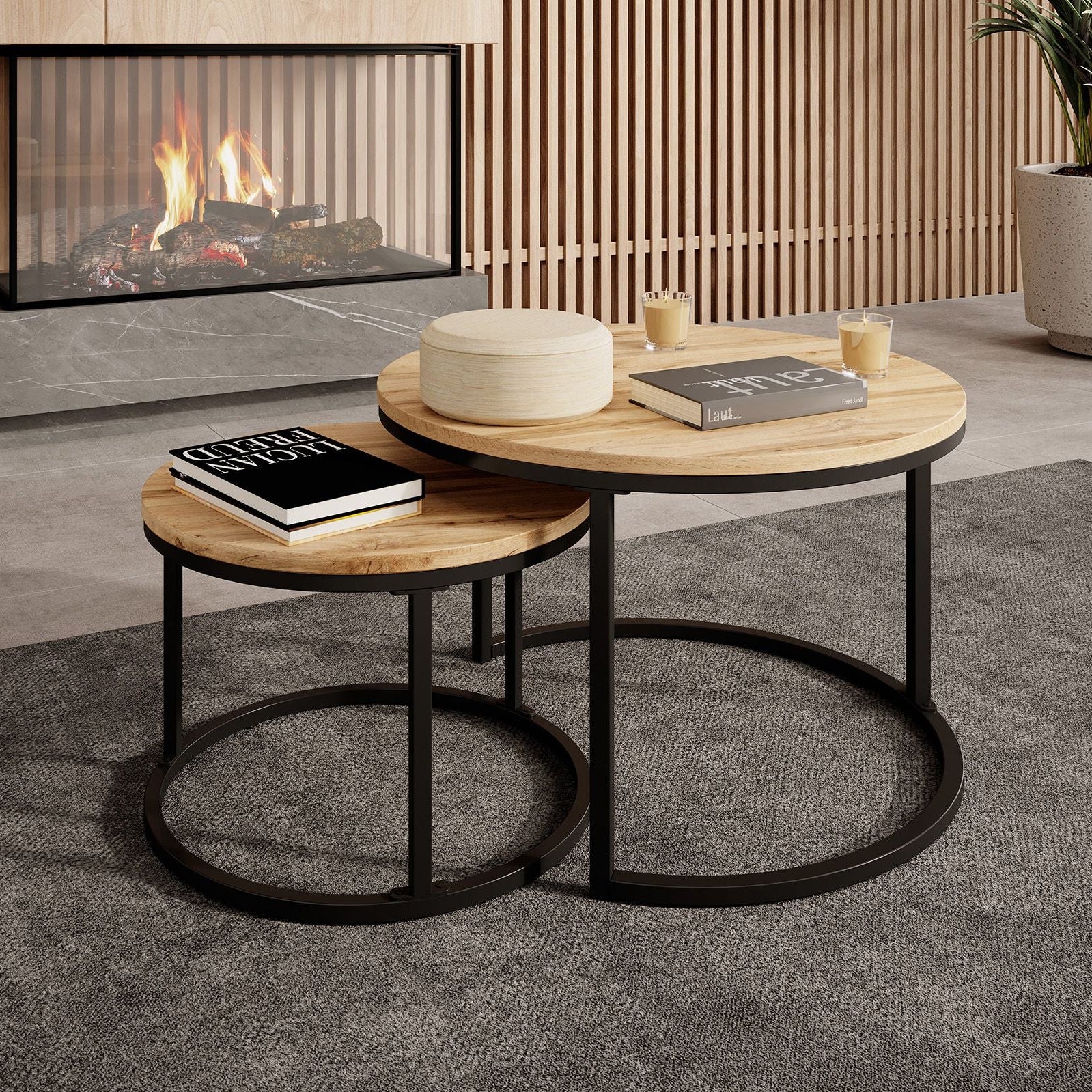 Ovalo - Salontafel set van 2 - Eiken