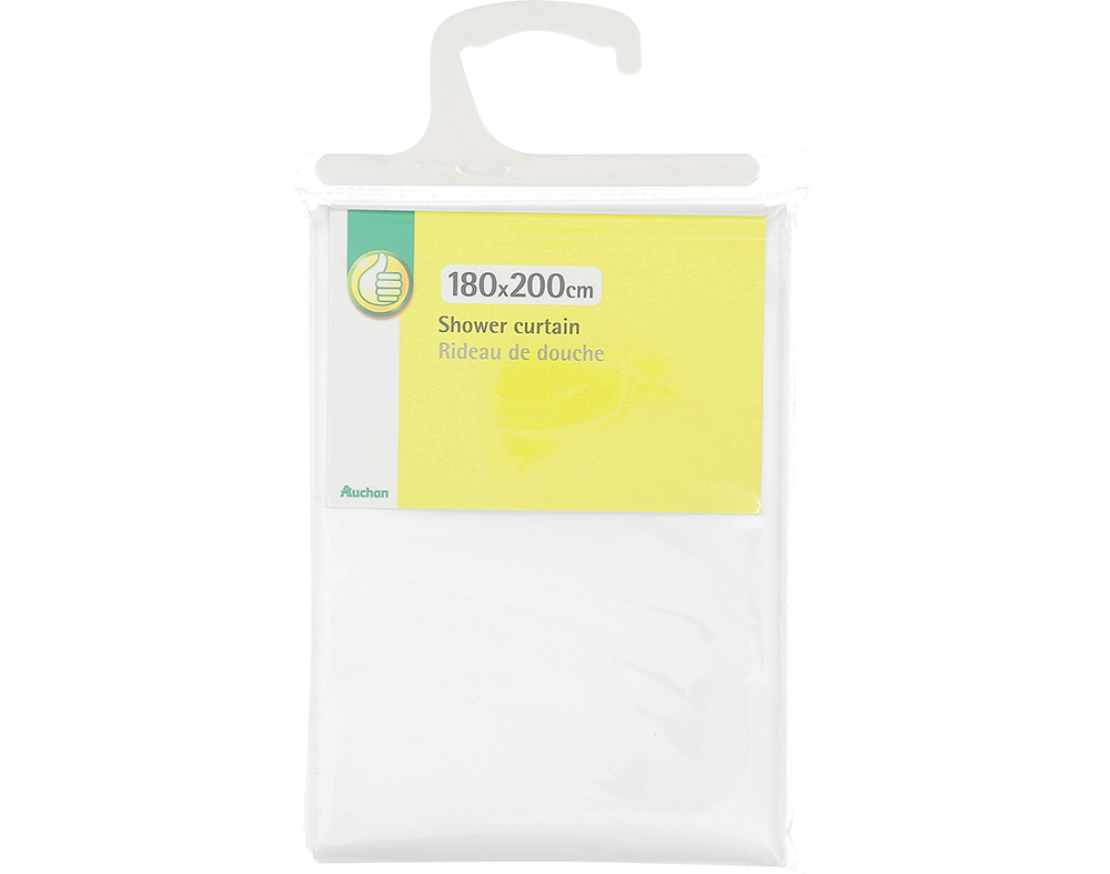 CORTINA DUCHE SEM ARGOLAS AUCHAN ESSENCIAL BRANCO 180X200CM