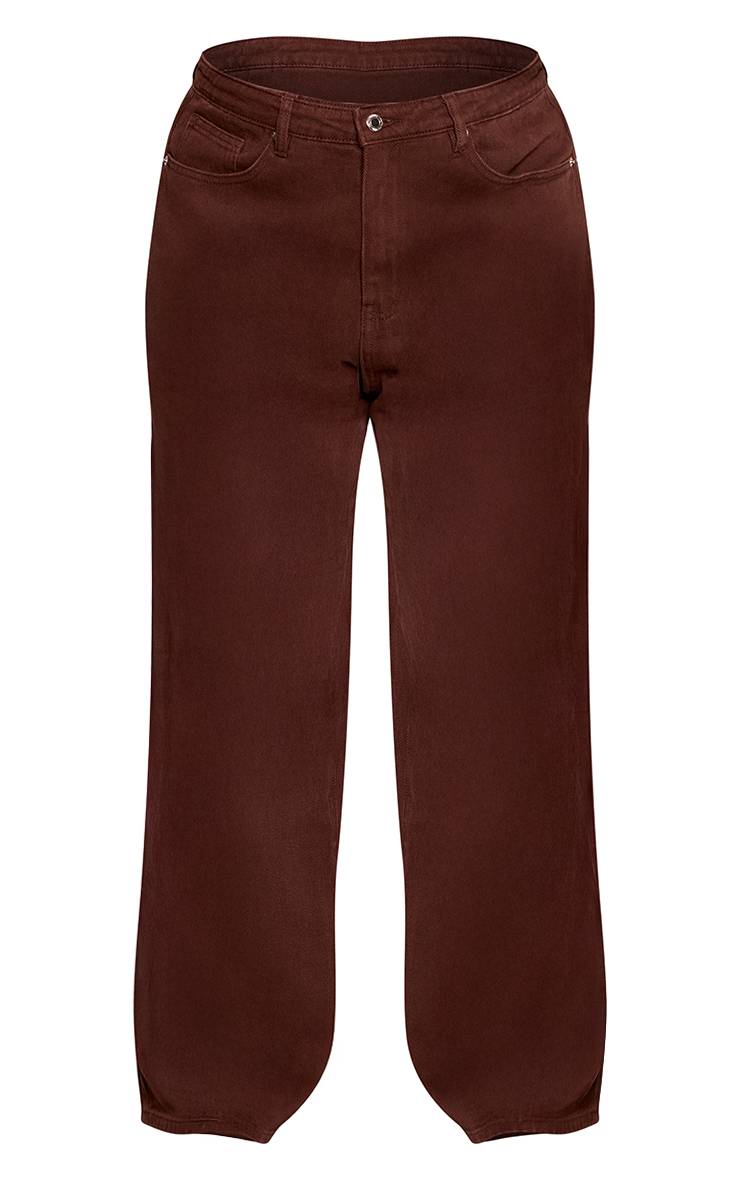 Chocolat Jean Grande Taille Chocolat Jambe Large Couture Contrastante