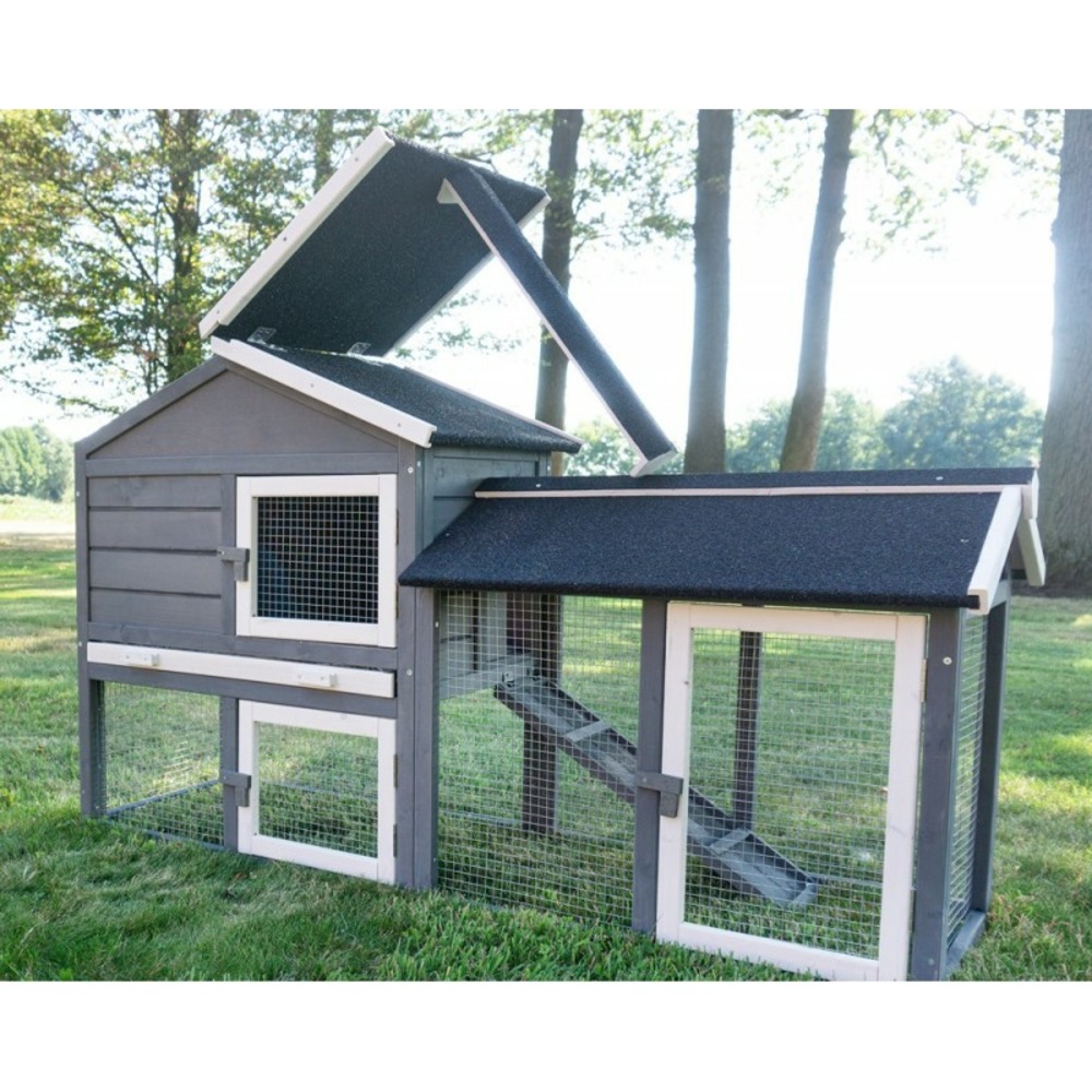 Cage clapier enclos lapin extérieur en pour lapins petits animaux 088 maison de rêve 146x50x86cm(lxpxh)