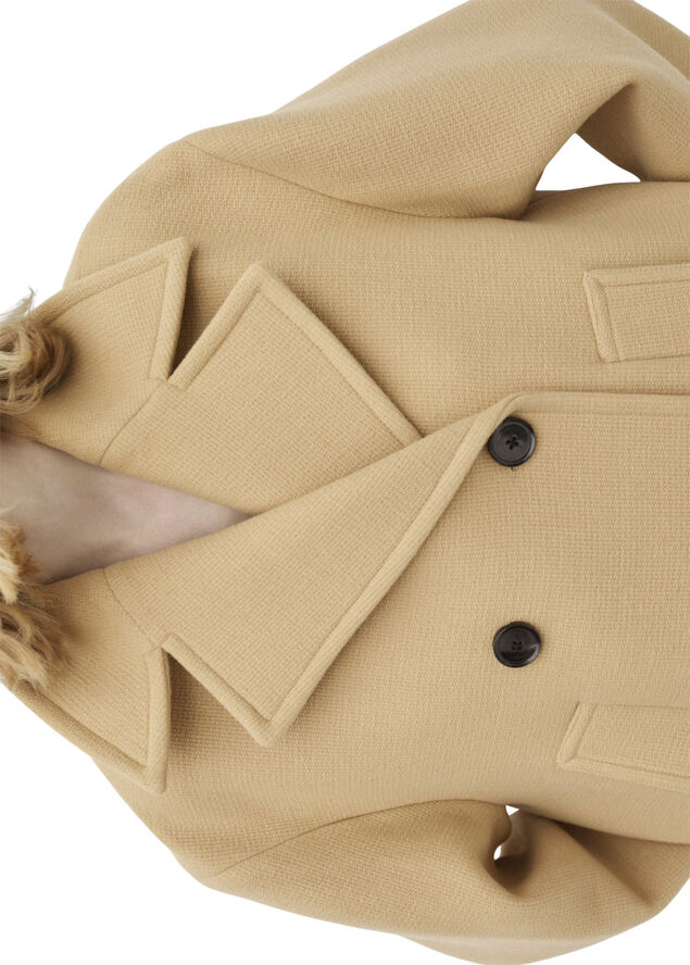 MANGO Double breasted virgin wool coat Medium brown