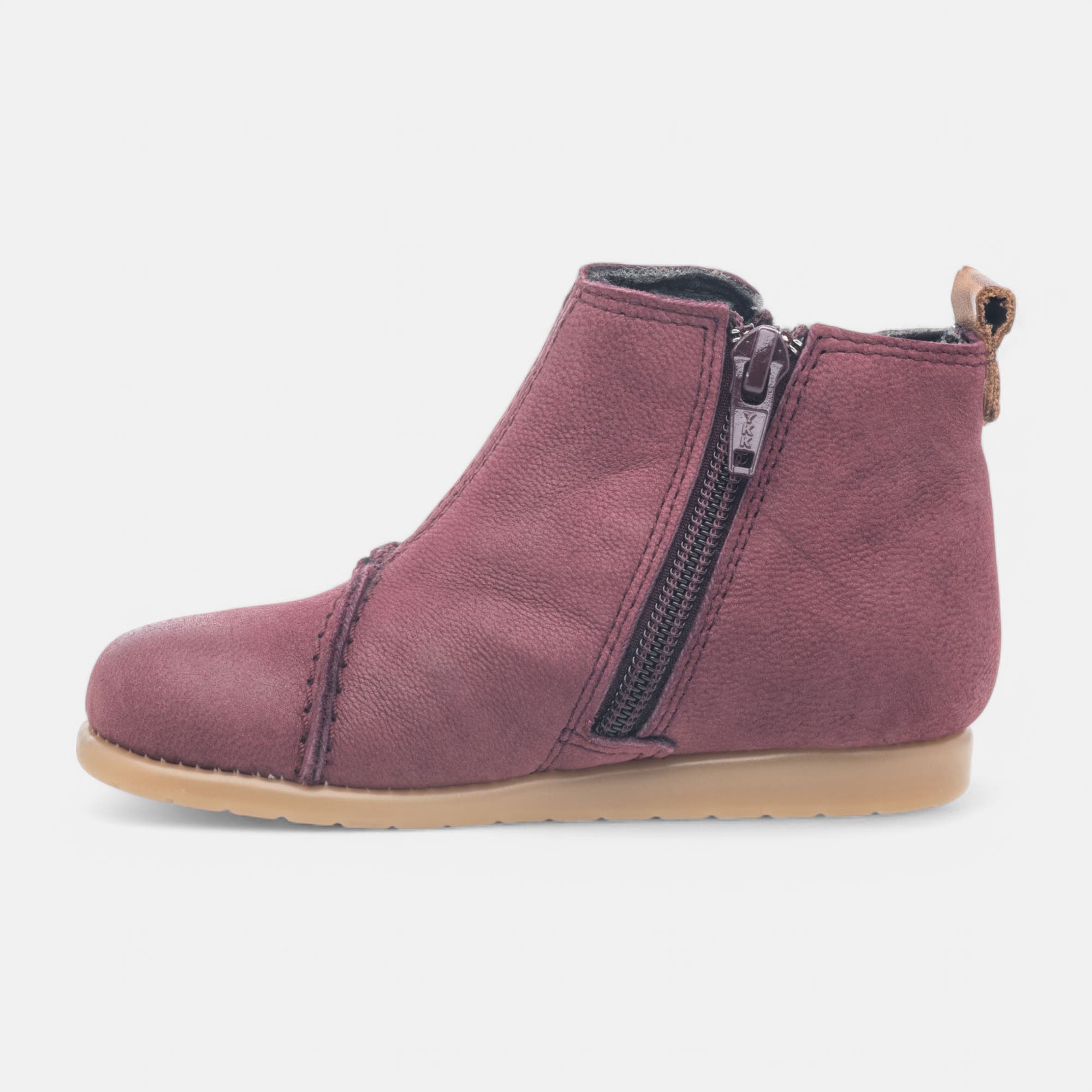 Bottines Fille en cuir bordeaux