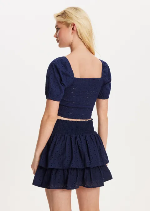 Top met broderie blauw (BLW.D)