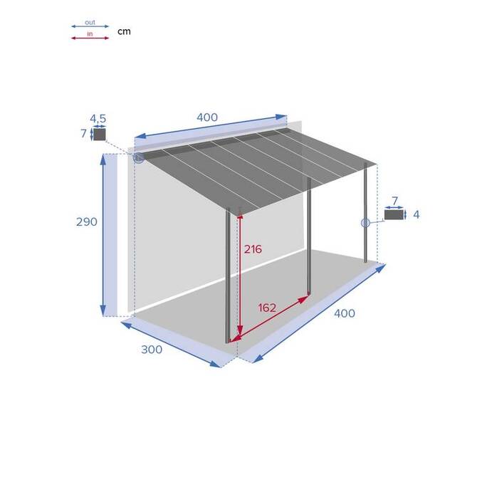Pergola adossée BELIZE Graphite