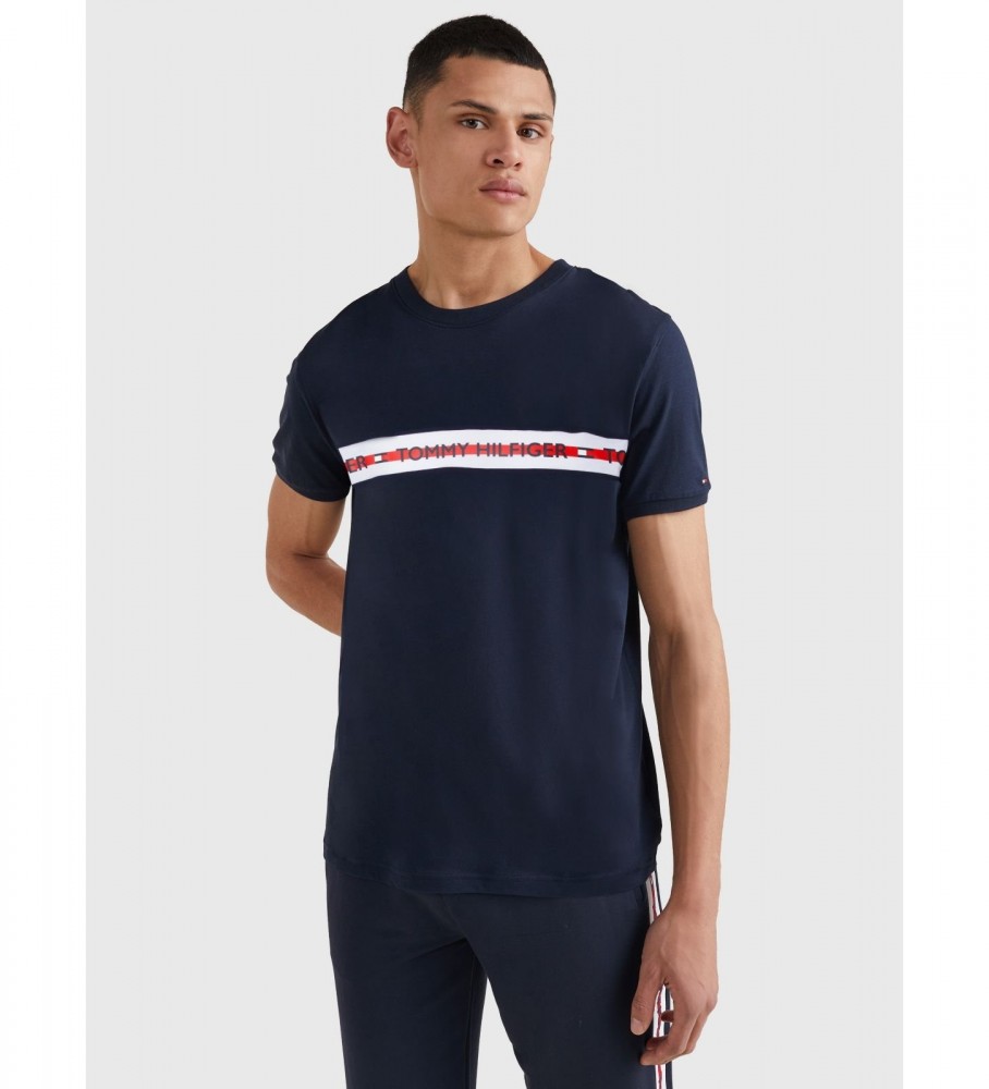 Camiseta Tommy Hilfiger de manga curta com logo CN azul marinho