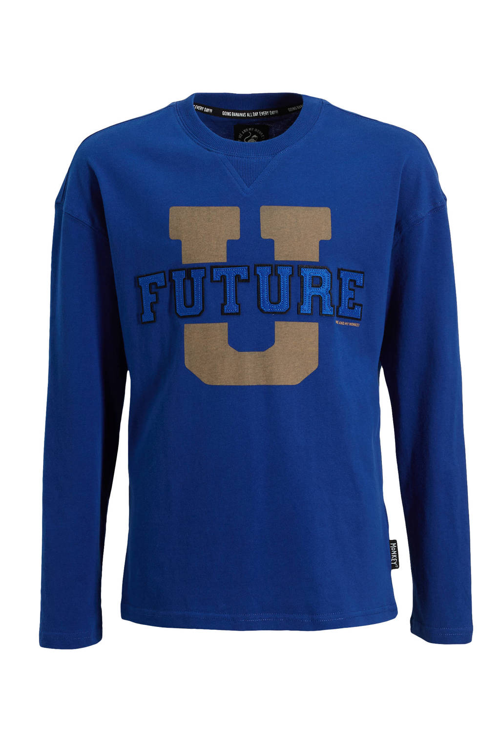 Me & My Monkey longsleeve Raeven met printopdruk donkerblauw