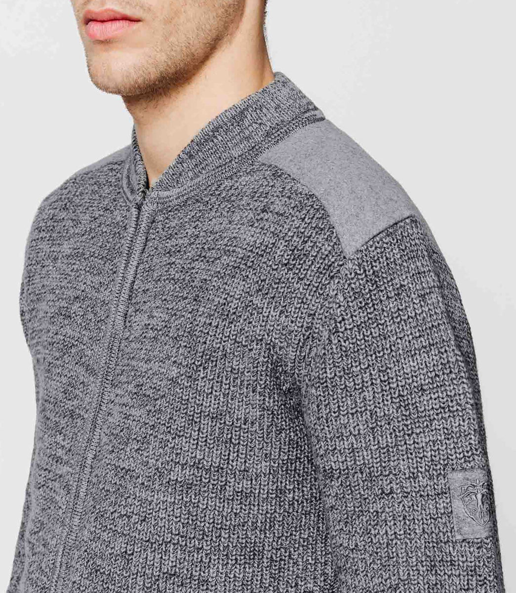 Cardigan col teddy gris