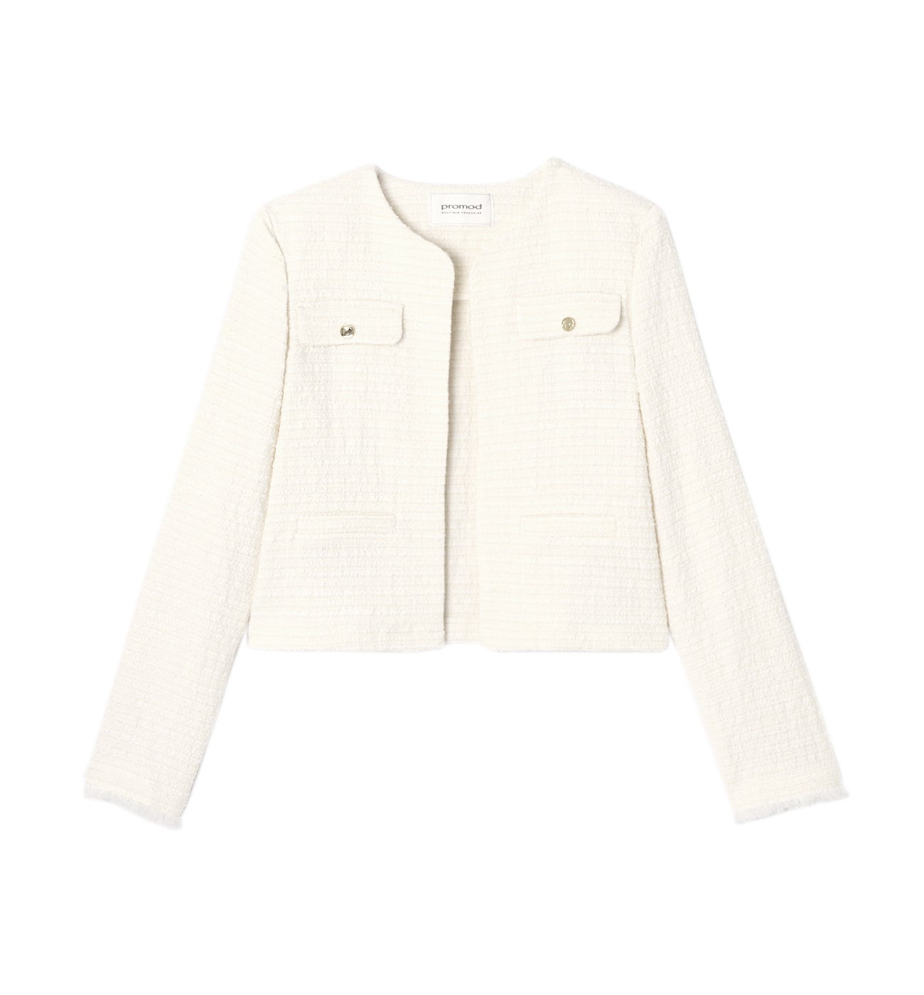 Veste courte tweedée Femme - Ecru