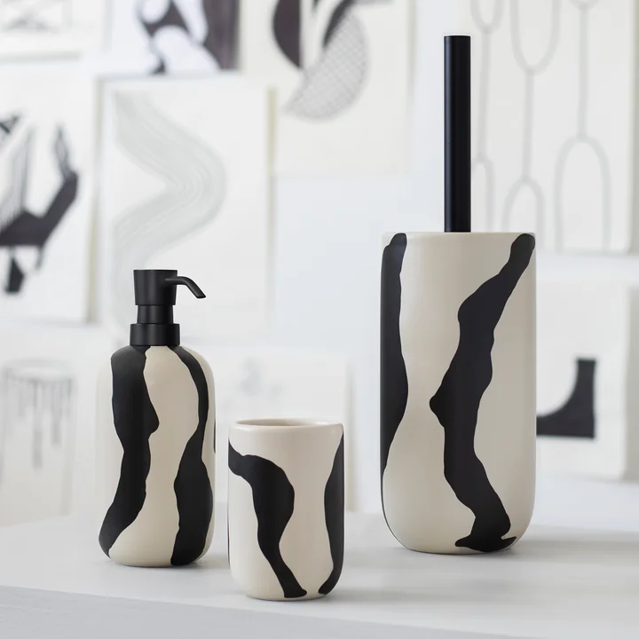 Mette Ditmer - Icon Zahnputzbecher, off-white / schwarz