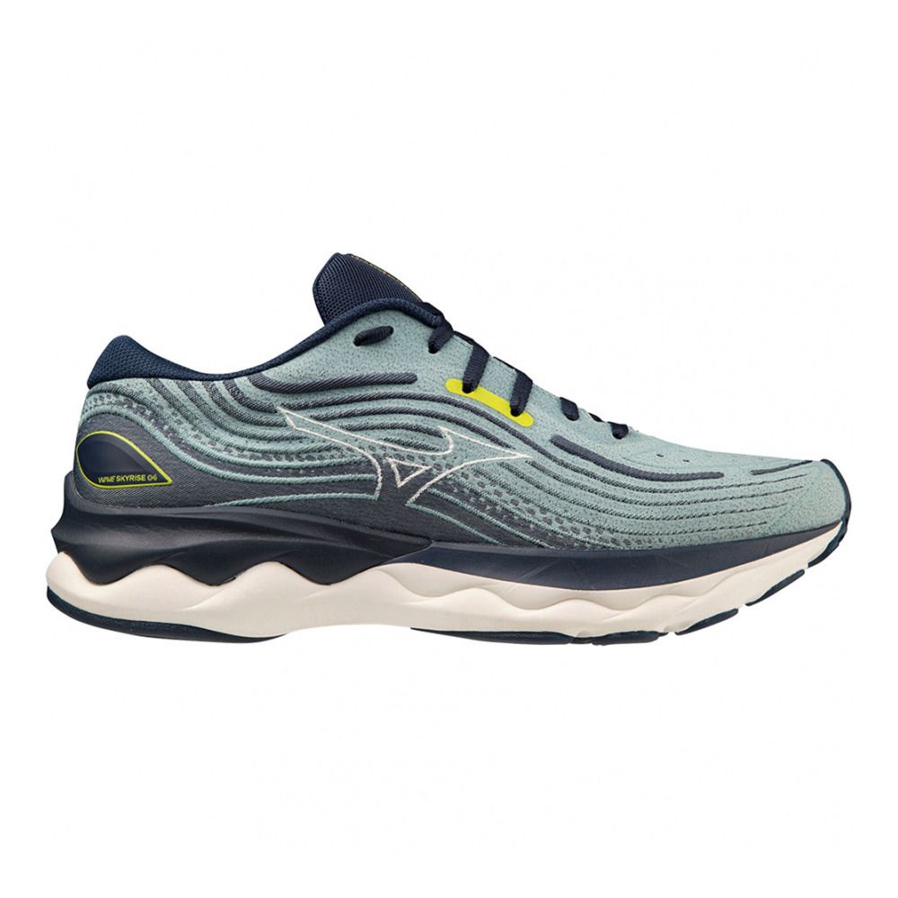Mizuno WAVE SKYRISE 4 - Chaussures running Homme mineral blue/snow white/d.blues