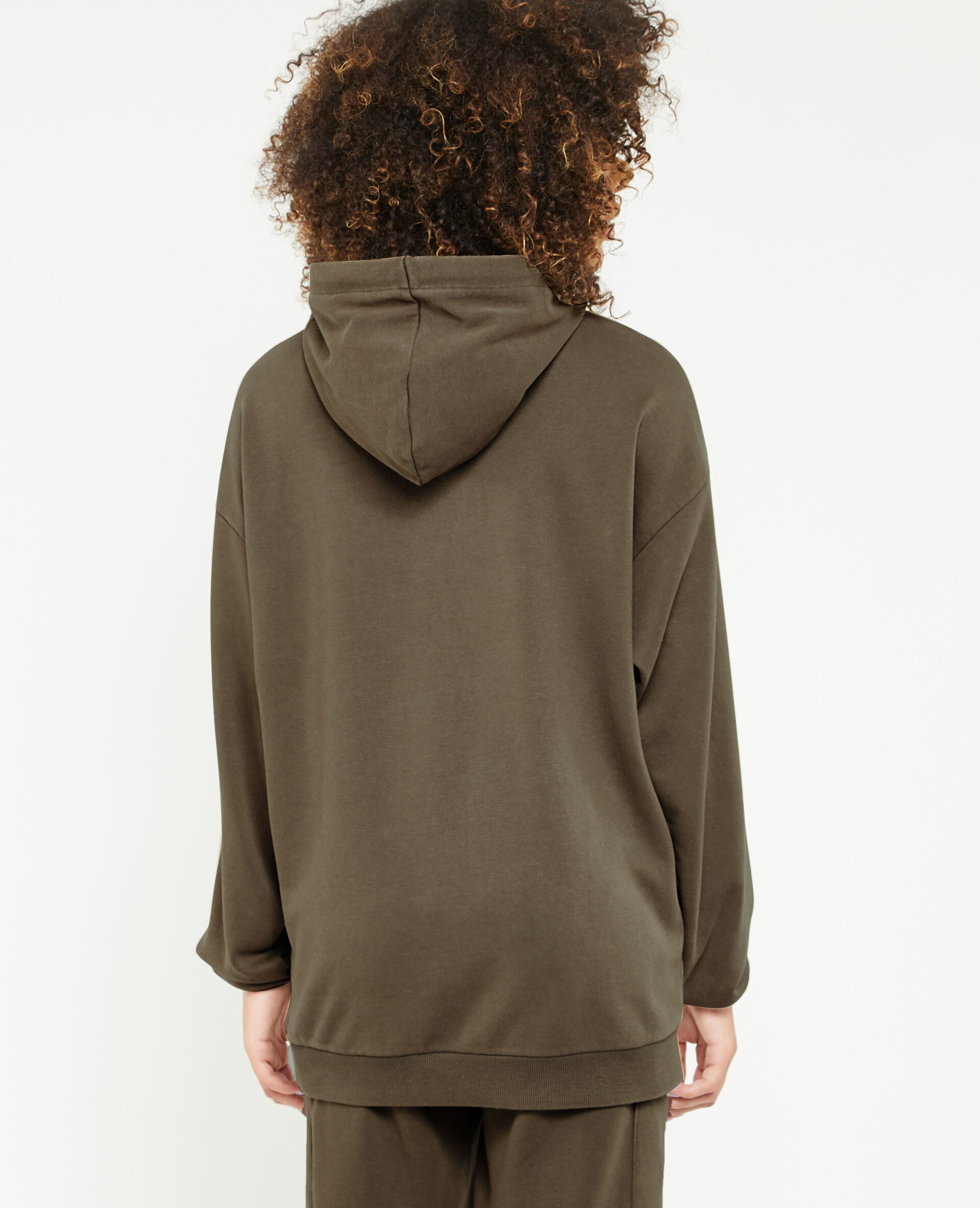 Sweat capuche oversize effet lavé - Vert kaki