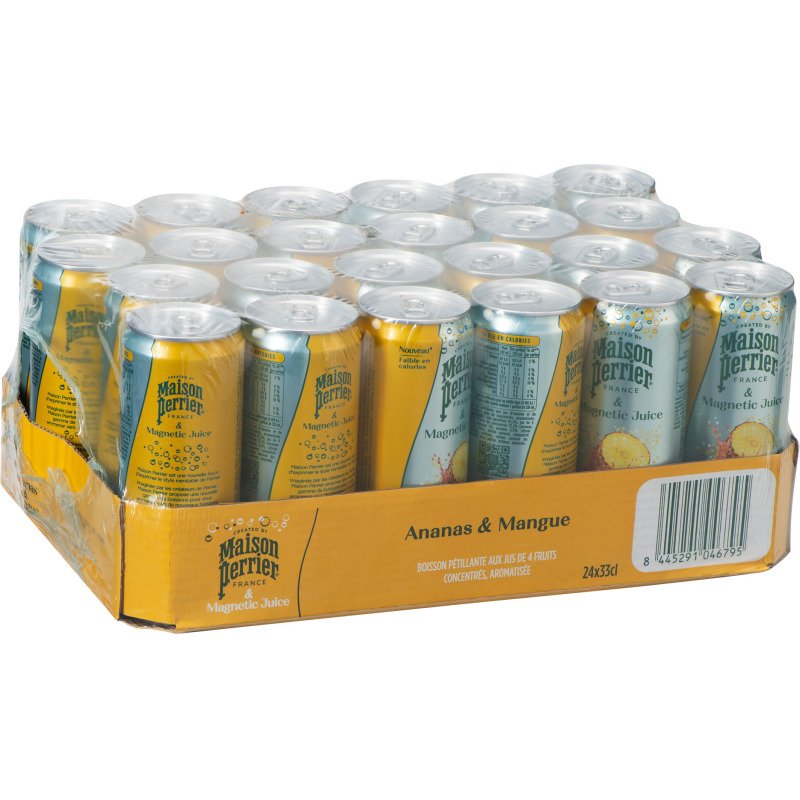Eau gazeuse Maison Perrier & Juice ananas mangue 33 cl - 24 canettes