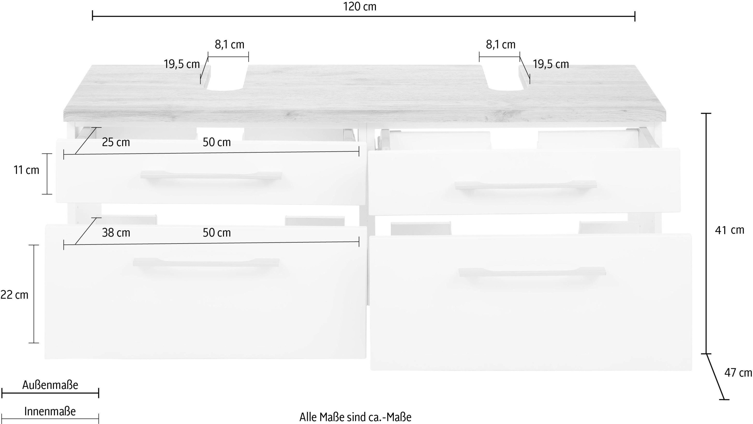 welltime Waschbeckenunterschrank »Davos« Breite 120 cm