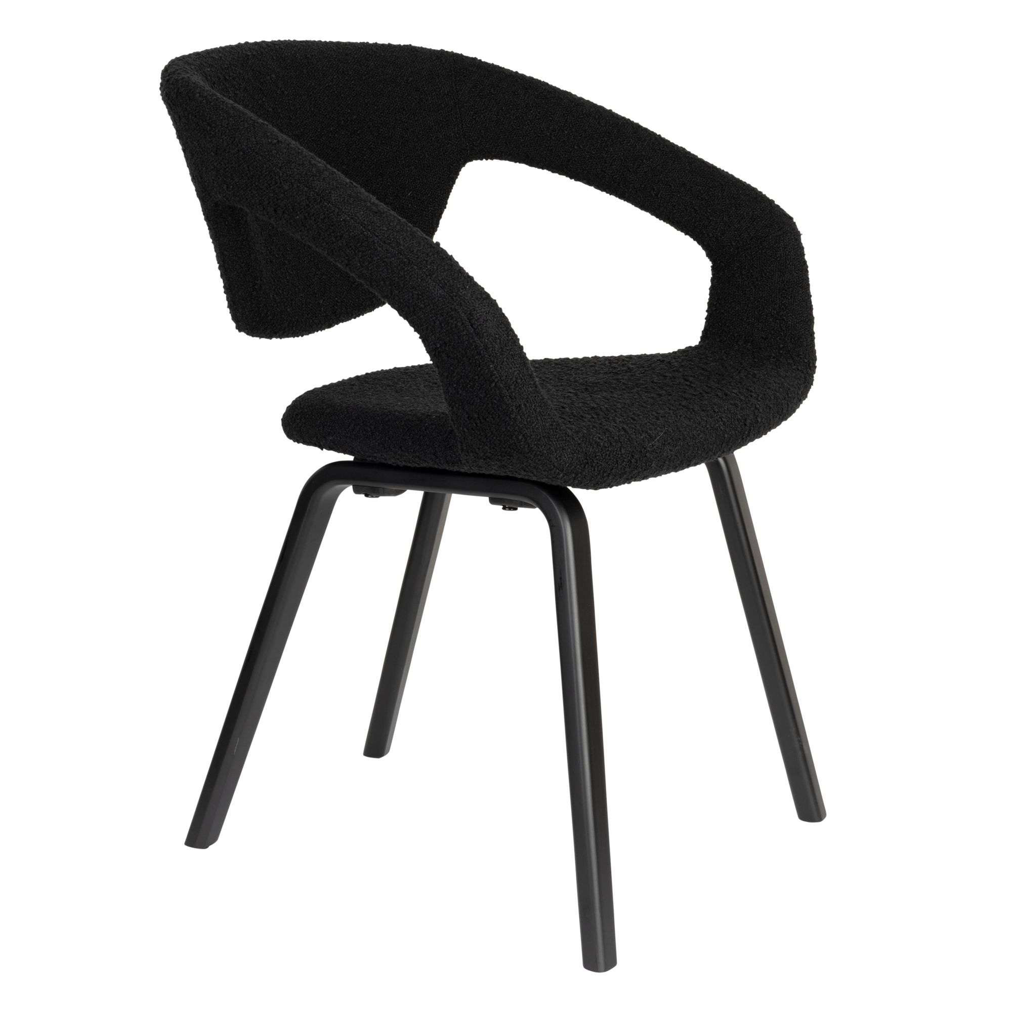Eetkamerstoel Flexback Boucle zwart - set van 2
