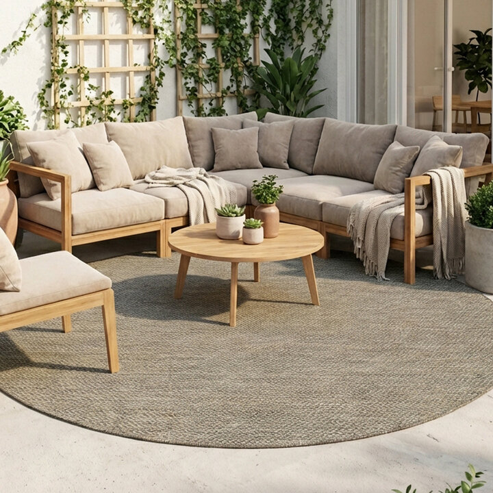 Rond buitenkleed - Malta Arrow Naturel | Budgettopper!