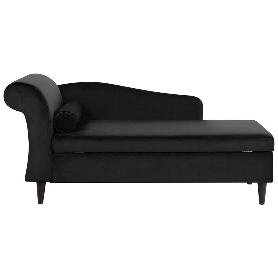 LUIRO - Chaise longue - Zwart - Linkerzijde - Fluweel