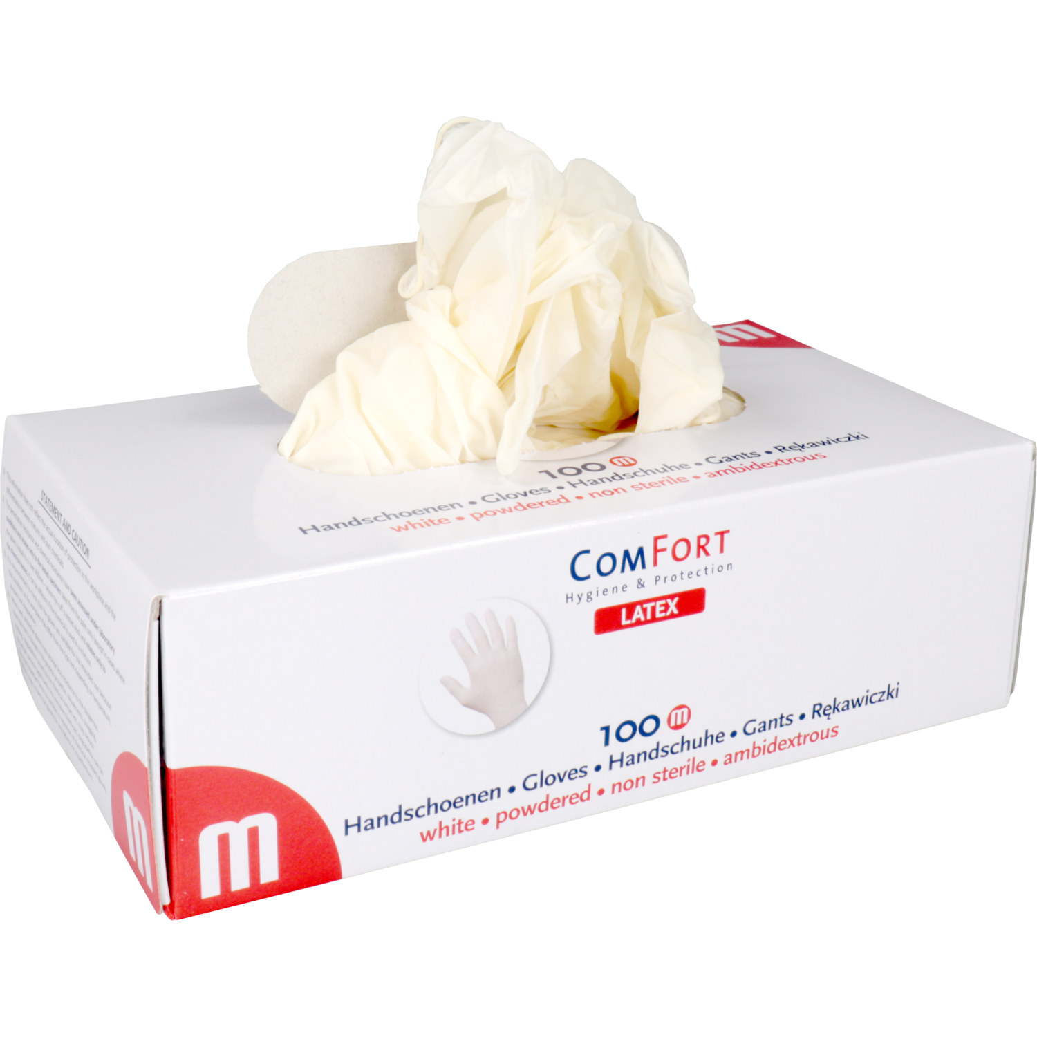 ComFort Handschoen, Latex, gepoederd, M, 5.4gr, wit