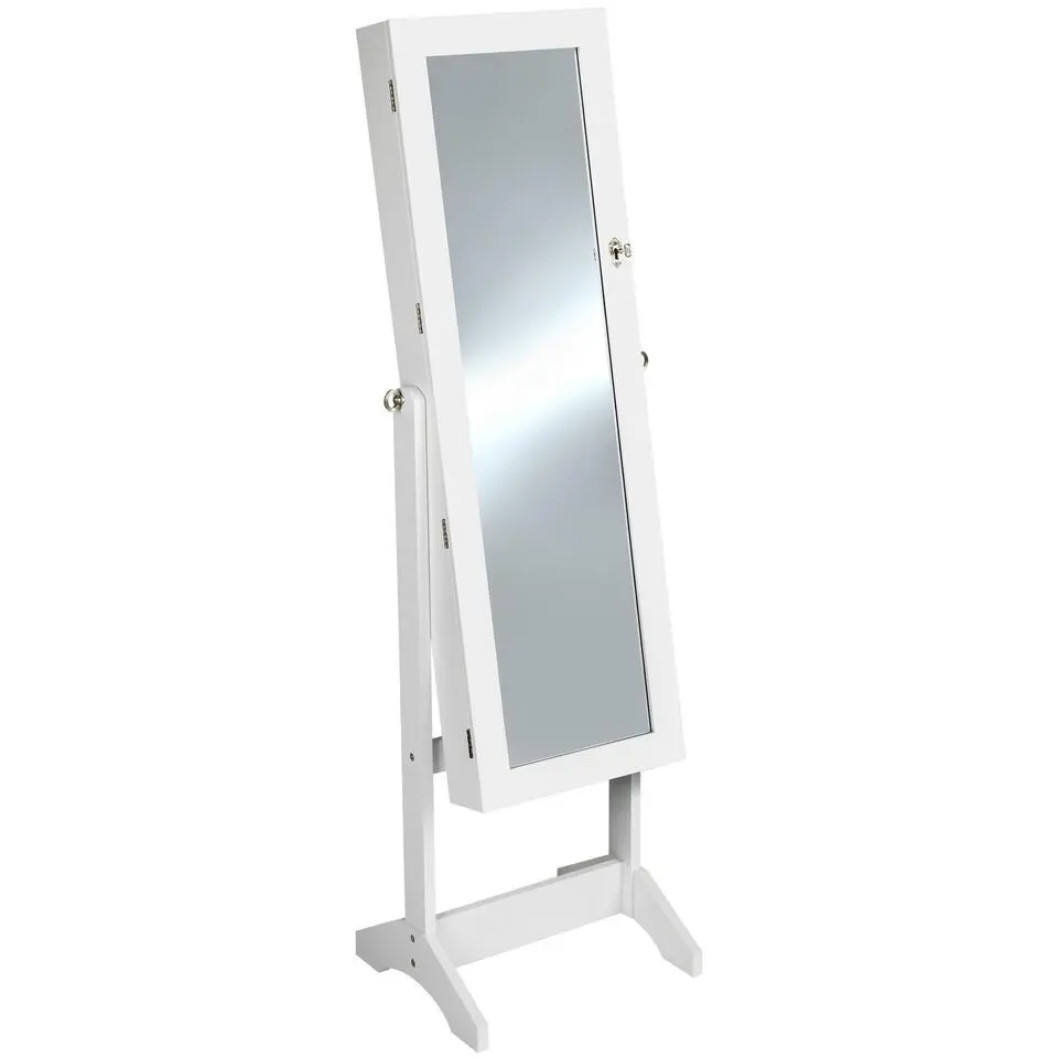 tectake Sieradenkast met spiegel, rechtopstaand, Wit