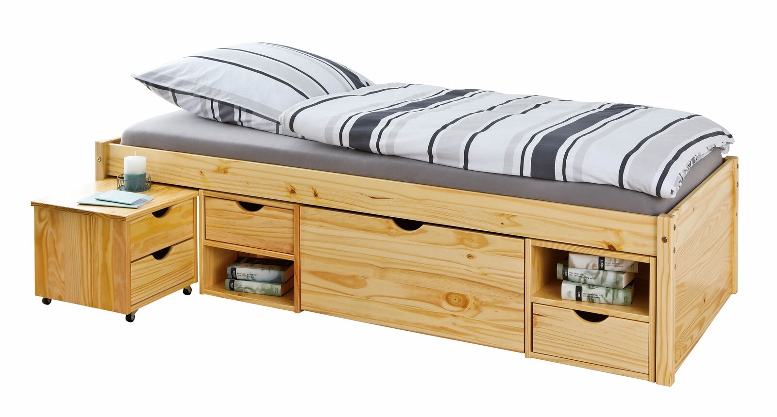 Stauraum-/Funktionsbett EMILIAN 90 x 200 cm braun