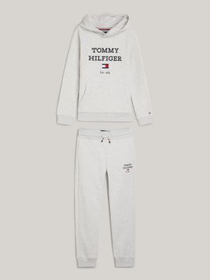 Conjunto de moletom com capuz e calça jogger com logo