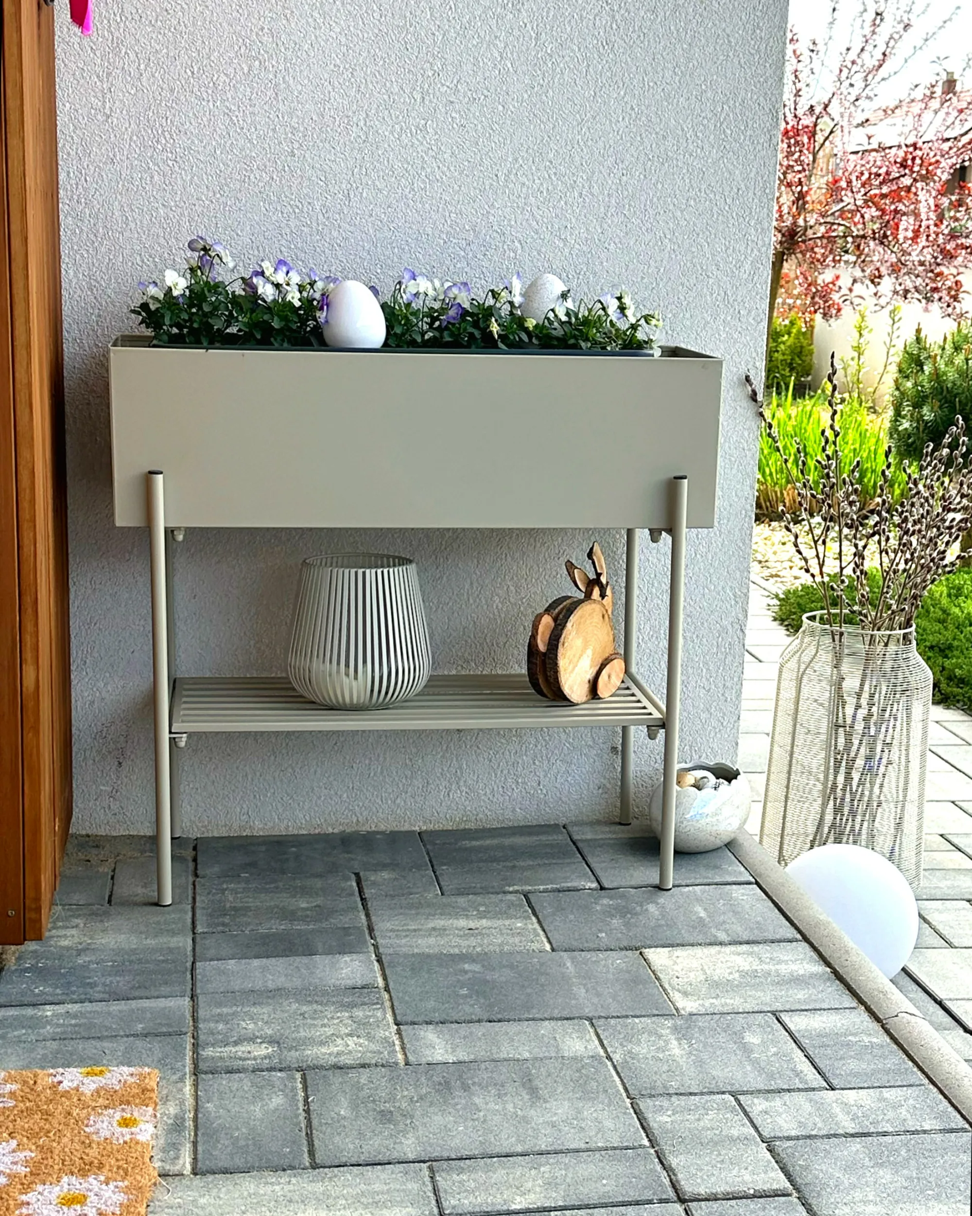 Verhoogde bloempot VINCA Metaal 70 cm Beige