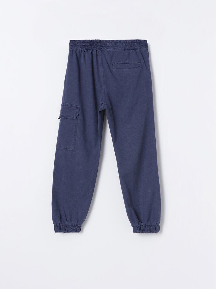 Calça jogger cargo rústica - Azul-marinho