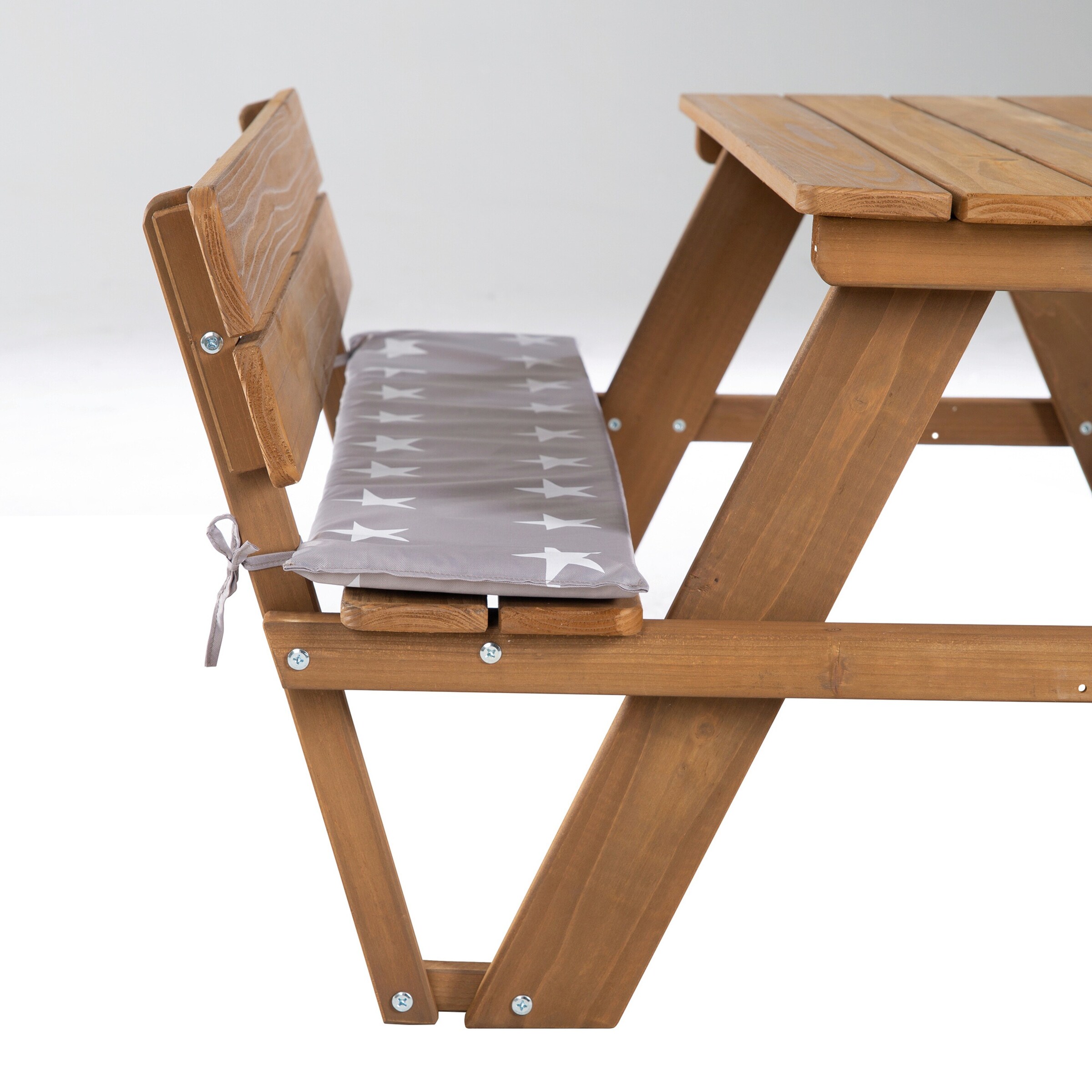 roba Kindersitzgruppe 'PICKNICK for 4' Outdoor +, teak, mit Lehne und Bankkissen Little Stars